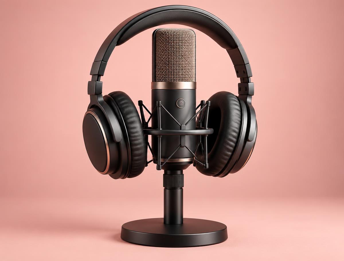 Micro de podcast avec casque